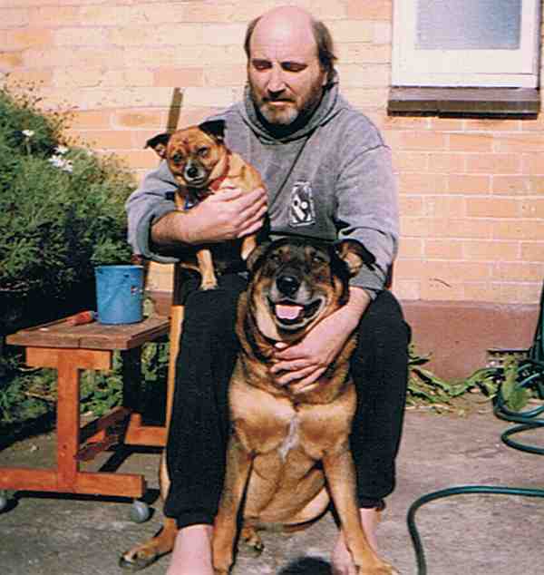Beau, Rosie and me in back of the last house in Rawhiti Street, Frankton.